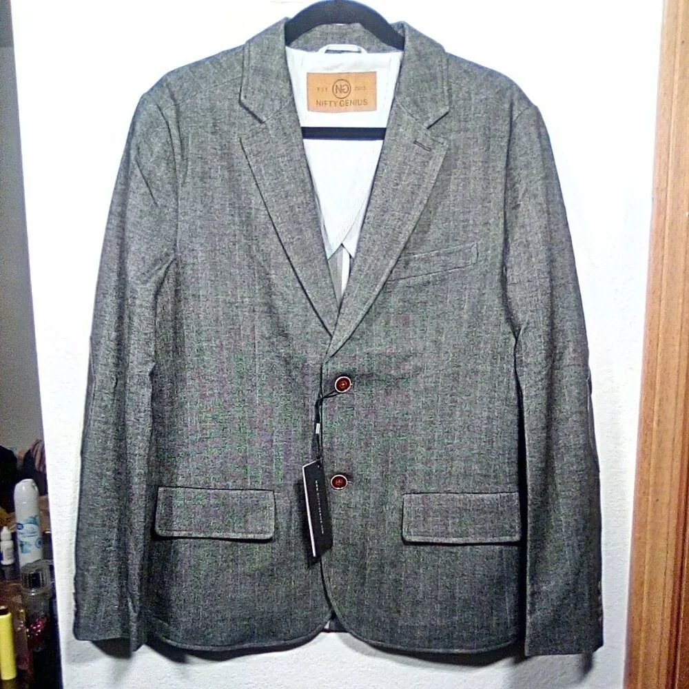 NWT Nifty Genius Jacket Mens Small Grayong Sleeve Kurt Notched Lapel Blazer